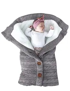 定制批发新生儿襁褓厚婴儿推车睡袋羊毛冬季婴儿包裹睡袋