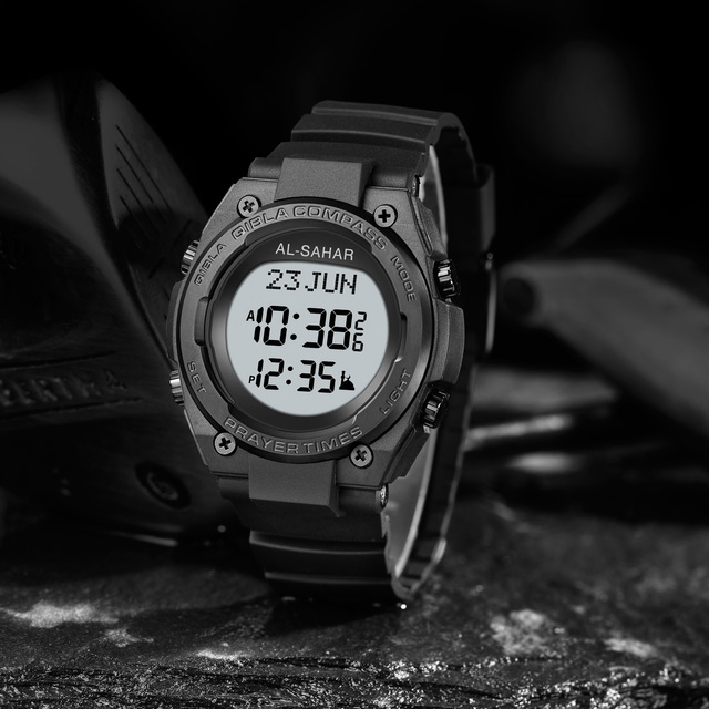 New Arrival High Quality AL SAHAR Muslim Digital Sport Azan Wrist Watch AS-Q017 Auto Qibla Accurate Adhan Pray Time Automatical