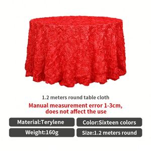 Ivory Rosette <b>Round</b> Tablecloth Polyester Event Small 3D Rose <b>Table</b> <b>Cloth</b> for Wedding - Product Image 3