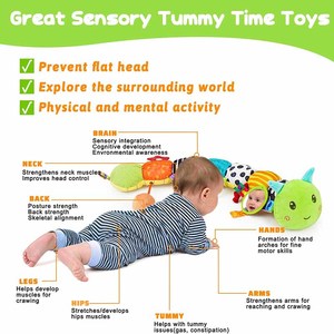 Juguetes Sensoriales Montessori para Bebés, Juguetes Musicales de Peluche de Animales, Juguetes de Oruga Suaves para Bebés, Tiempo Boca Abajo con Sonajero - Product Image 5