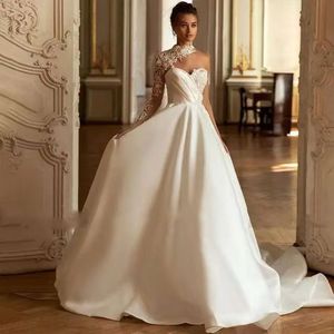 NDB11018 Nuevo Vestido de Novia de Satén con Escote Corazón y Manga Larga para Ceremonia en <span class=keywords><strong>Hotel</strong></span>, Boda en el Jardín y Fotografía de Bodas - Product Image 3