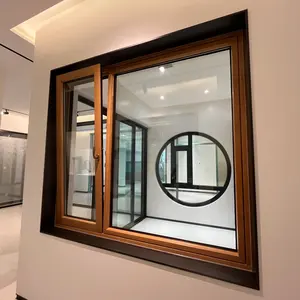 Neues Design einfaches Design der Fensterrahmen und Schleife sind mit Rohholz beschichtete Fenster Türen aus Aluminium in Amerialn-Standard