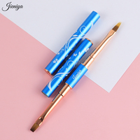 Kit de manucure professionnel : Pinceau double embout multicolore à manche métallique pour nail art, liner 3D et pinceau plat ombré avec capuchon