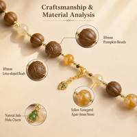 Collier de perles d'encens citrouille de 10 mm en cristal de quartz jaune, fait main, pour la clarté mentale, bijoux parfumés, OEM, marque privée