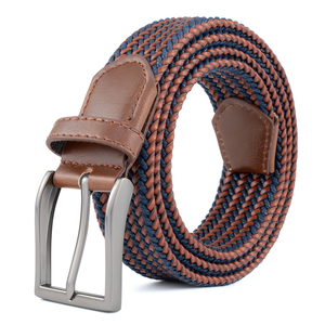 Nuova <span class=keywords><strong>Cintura</strong></span> Elastica Intrecciata in Corda Cerata con Finitura in Pelle, <span class=keywords><strong>Cintura</strong></span> Intrecciata Elastica Casual per Golf e Abiti, per Uomo e <span class=keywords><strong>Donna</strong></span> - Product Image 1