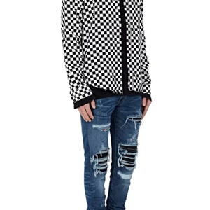 Nouveau style tendance : Jean skinny pour homme, denim déchiré avec empiècements en cuir, des 10 meilleures marques de jeans, prix de gros - Product Image 6