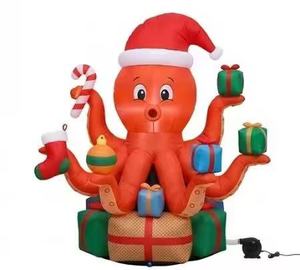 Modèle de pieuvre de Noël gonflable d'extérieur personnalisé de haute qualité, accessoire de mise en scène pour festival, décorations de vacances gonflables - Product Image 1