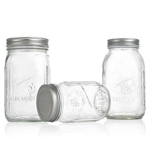 Vente en gros de bocaux de stockage dans la cuisine bocal en verre de 4oz 8oz 12oz 16oz fournisseur bocaux Mason à large ouverture avec couvercle - Product Image 6