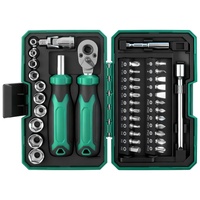 Jeu de 40 embouts de douilles en acier allié au chrome-vanadium, poignée en plastique OEM, kit d'outils multifonctionnel pour la maison, petite cliquet
