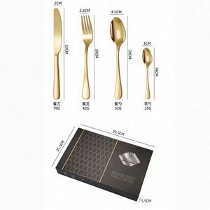 High Quality Stainless Steel Hotel Restaurant Luxury Gold Plated Modern Style <b>Mirror</b> Polish Flatware Set Knife Fork Spoon Tea - Product Image 4