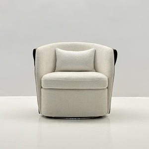 <b>Light</b> Luxury Leather Minimalist Tufted Swivel Chair with Metal Legs-Home & Office Living Room Furniture Single Sofa Chair - Product Image 3