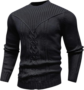 New Style Men's Spring Keep Warm Slim Fit O-neck Knit Shirts High Quality Tight Set Sweaters 100% Polyester Breathable - Product Image 3