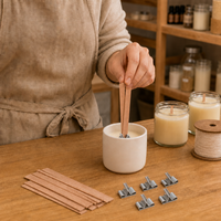 Mèche de bougie en bois de cerisier naturel double couche, sans fumée, pré-coupée, taille personnalisée pour la fabrication de bougies à la cire de soja