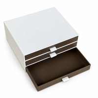 Boîte de rangement coulissante à 3 niveaux personnalisée, écologique et recyclable, pour emballage de portefeuilles, ceintures, foulards et boîtes cadeaux en papier, avec logo, vente en gros
