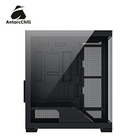 AntarcChill Black Mid Tower Panoramic Gaming Case Dual Chamber 240mm AIO MATX ITX USB 3.0 Factory
