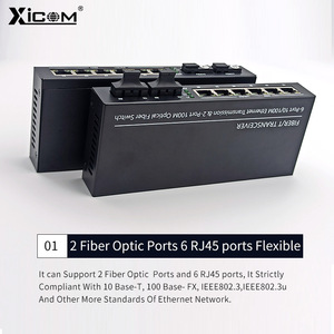 Convertidor de Medios de Fibra Óptica XICOM, 100 Mbps, 2 Fibras, 6 Puertos RJ45, Switch, Transmisión Ethernet - Product Image 2