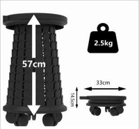 Tabouret télescopique personnalisé avec roulettes, robuste, capacité de 660 lb, hauteur réglable, tabouret de camping portable, siège rétractable en PP écologique