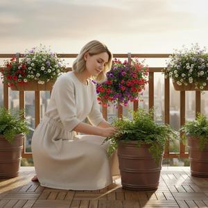 Juego de 3 Macetas de Cerámica Ecológicas con Diseño Moderno y Acabado Esmaltado - Macetas Resistentes <span class=keywords><strong>para</strong></span> Uso en el Hogar y Jardín - Product Image 2