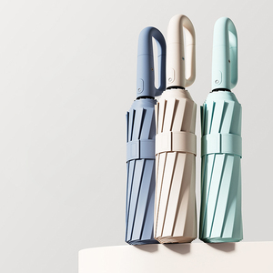 12 xương sườn Paraguas biểu tượng tùy chỉnh Windproof tự động gấp ô UV với O hình dạng khóa móc vòng khóa xử lý dễ dàng để treo - Product Image 1