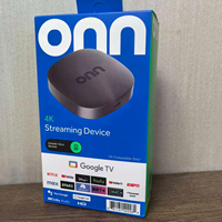 Boîtier TV intelligent Onn Android 14 4K Quad Core Wi-Fi double bande 2 Go de RAM avec télécommande vocale Lecteur multimédia en streaming Ethernet