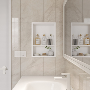 Niche de <span class=keywords><strong>douche</strong></span> moderne en acier inoxydable blanc mat à double couche avec <span class=keywords><strong>angle</strong></span> de 92 pour un drainage rapide. - Product Image 2