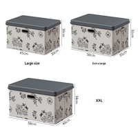 Boîte de rangement pliable 2 couches grande capacité pour vêtements, motif pivoine, 100 % polyester, avec couvercle, pour armoire domestique