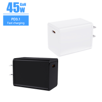 Chargeur rapide GaN PD3.0 45W avec port Type-C pour ordinateur portable, montre connectée, écouteurs, certifié OTP ETL/FCC, protection OCP/OVP, design écologique