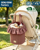 Sac à couches portable en coton grande capacité, résistant à l'eau, imprimé, pour bébé, organisateur suspendu pour poussette, sac de voyage pour jouets