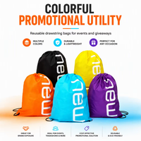 Sac à dos promotionnel sportif réutilisable en polyester et nylon souple avec cordon de serrage, logo personnalisé, idéal pour les cadeaux et le shopping