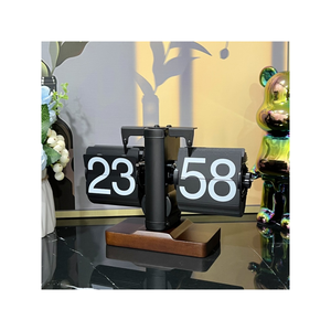 Màu đen Retro trang quay đồng hồ lật-Rắn gỗ đen Thương hiệu Mới tại chỗ hàng hóa Retro lật Đồng hồ lịch trang trí nhà - Product Image 2