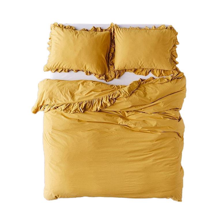 Ensemble de draps en lin à volants jaunes