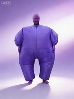 Costume gonflable pour adulte en forme de poisson blanc violet, convient aux personnes de 1,5 à 2 m. Idéal pour Noël, le cosplay, les fêtes, les spectacles sur scène et les bals masqués