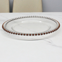 LANGXU Assiette ronde en verre à bulles en forme de perle, dorée et argentée, support personnalisable