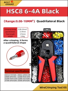 Hsc8 6-4a Mini Ferrule <span class=keywords><strong>Crimper</strong></span> Công Cụ Thép Hình Ống Thiết Bị Đầu Cuối <span class=keywords><strong>Crimper</strong></span> Kìm Hộ Gia Đình Điện Kit Với Hộp - Product Image 2