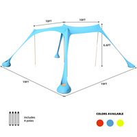 Tente de plage portable pop-up imperméable UPF50+ Protection solaire en Lycra Taille personnalisable Piquets de sol Poteaux de stabilité Extérieur