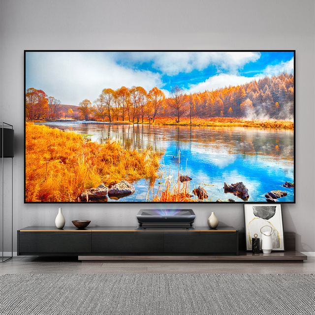 Top ALR UST T Prism Frame Projection Screen 135-150 Inch Anti-light Best for UST Ultra Short Throw Projector for Home Theater 4K