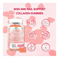Gummies de collagène, biotine, kératine, acide hyaluronique, zinc et sélénium pour cheveux, peau, ongles et articulations, 60 gummies sans gélatine, sans gluten, OEM ODM