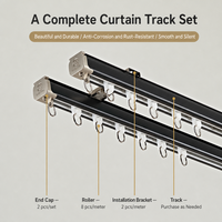 Rail de rideau double silencieux en alliage d'aluminium, fixation au plafond, robuste, double rail, antirouille, pour fenêtre