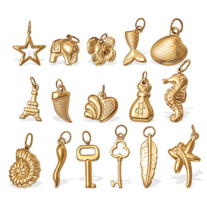 Pendentifs en acier inoxydable plaqué or de formes variées pour la fabrication de colliers, composants de bijoux, collection Printemps 2025 - Product Image 5