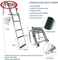 Échelle de bateau ponton pliable en acier inoxydable de qualité supérieure FOYO à 4 marches avec plateforme de bain et main courante