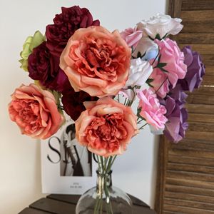 Rosas Artificiales Martin Austin, Flores de Seda de 3 Cabezas, Tacto Natural, Decoración para Bodas y Hogar, Arreglos Florales - Product Image 1