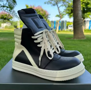 Baskets montantes de luxe Ricks pour hommes, style sportif, tendance, noires, à lacets, décontractées, robustes, respirantes, en cuir verni - Product Image 6