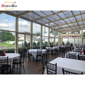 <span class=keywords><strong>Solarium</strong></span> en verre rétractable électrique, véranda en aluminium à toit <span class=keywords><strong>mobile</strong></span> pour restaurant commercial en plein air - Product Image 3