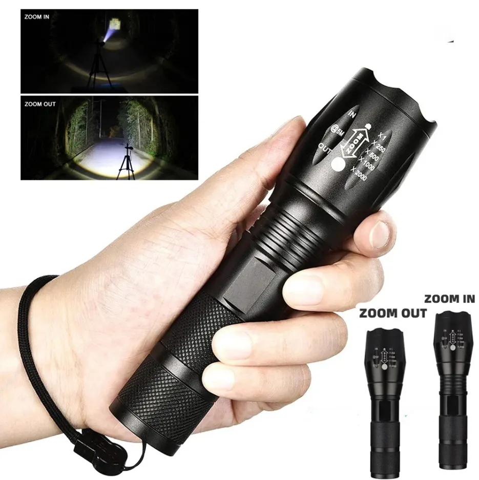 aeternam Super bright T6 zoomable power bank Waterproof Resistant waterproof rechargeable usb led tactical torch flashlight