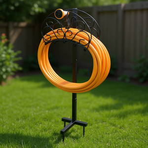 Support de tuyau autoportant en métal, cadre en métal, revêtement en poudre orange, pour jardin extérieur, pelouse et entretien des pelouses - Product Image 2