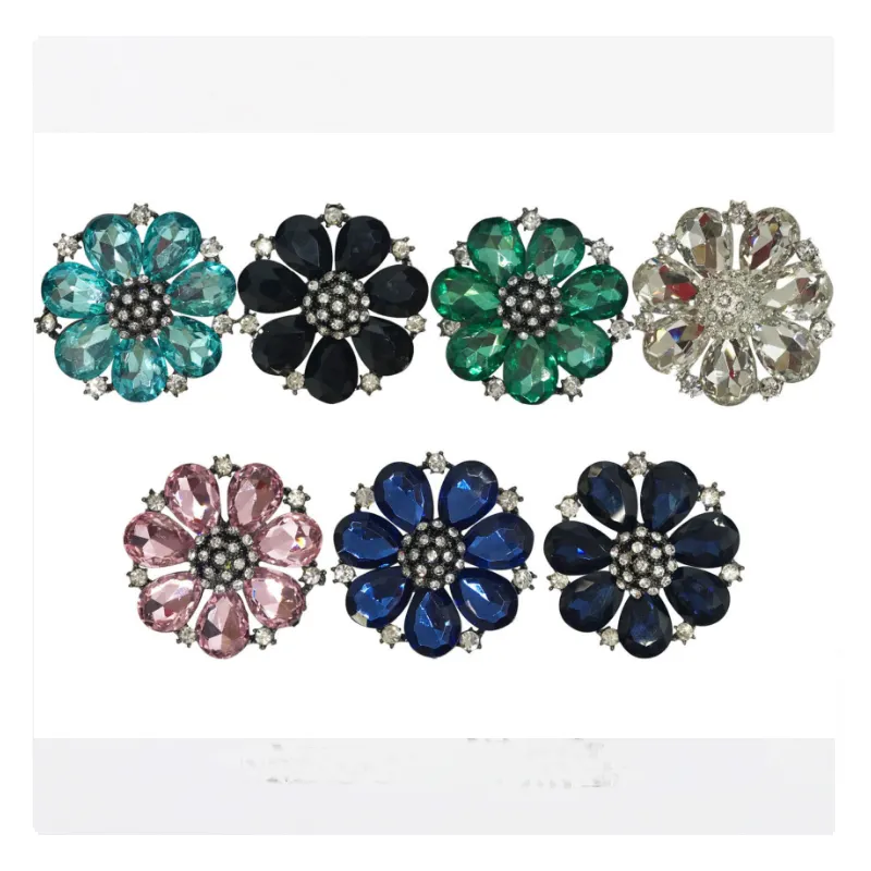 Factory direct sale new style rhinestone flower large button concealed button