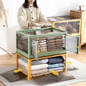 Boîte <span class=keywords><strong>de</strong></span> <span class=keywords><strong>rangement</strong></span> pliable extra-large, organisateur en plastique, placard, vêtements, literie, accès cinq côtés, conteneur à jouets avec roulettes - Product Image 5