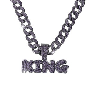 Cadena de eslabones cubanos de Miami con diamantes de hip hop con collar con colgante de diamantes de imitación BLESS - Product Image 5