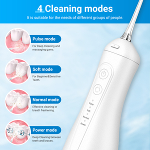 เครื่องทำความสะอาดฟันแบบพกพาไร้สาย 300 มล. IPX7 ใช้พลังน้ำแบบไฟฟ้า สำหรับทำความสะอาดช่องปากและฟัน - Product Image 2
