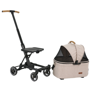 Poussette pour animaux de compagnie 3-<span class=keywords><strong>en</strong></span>-1 réglable, légère, <span class=keywords><strong>en</strong></span> tissu lavable, compacte, pliable, à 4 roues, de luxe, pour chiens et chats, transporteur de voyage, approuvée par les compagnies aériennes - Product Image 6
